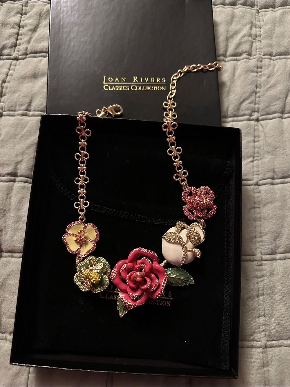 Joan Rivers Ciner’s Collection Gold-Tone Multicolor Floral Statement Necklace